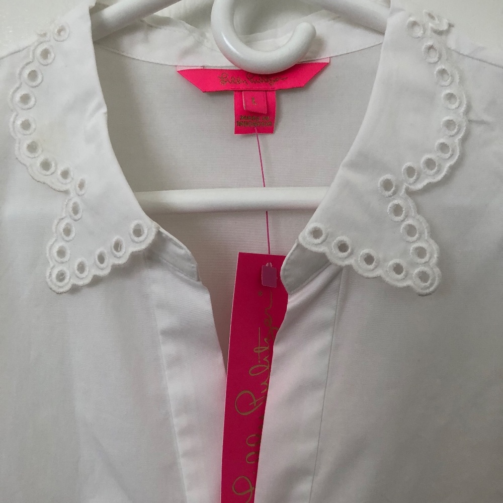 Lilly Pulitzer Kenna Cotton Blouse NWT Size Large Lightweight Resort Top - Picture 5 of 8